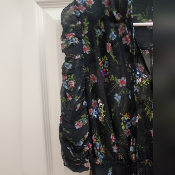 Free People Black Floral Embroidered Blouse - Picture 4 of 9